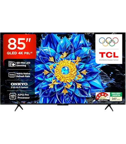 TCL 215 cm (85 inches) 4K UHD Smart QLED Google TV 85P8K (Black