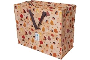 Happy Planet Giftshop Large Jumbo Storage Bag with Zip 58 x 47 x 30cm 80l (Hedgehogs Design) (Single - Multipacks Available)