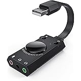 TechRise USB Sound Card, USB External Stereo Sound Adapter Splitter Converter with Volume Control for Windows and Mac,Plug & 