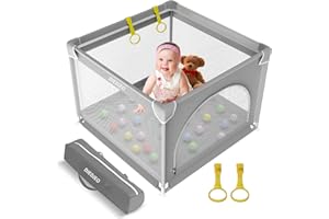DJEDJEO Parque Infantil Bebe, 90cm Corralito Bebe, Pequeño Parque De Juegos Bebé para Apartmento, Seguro Estable Parque Bebe con Malla Transpirable y Base Antideslizante, Centro de Actividades para Bebes