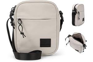 JOHNNY URBAN Bolso Cruzado Hombre y Mujer Arena - Luis - Banderola para Trabajo, Festivales y Viajes - Bolsa de Hombro Pequeño - Repelente al Agua