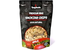 TastySmoke® High Quality Apple Smoking Chips - 100% Natural Wood for Intense Smoke Flavour, Ideal for BBQ, Smoker, Grill - 750g Smoking Wood for Meat, Fish, Vegetables