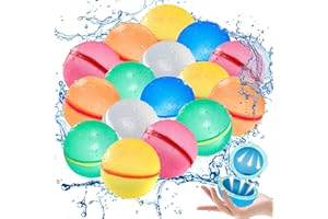 TTAWIFT 16 Stück Wasserbomben Wiederverwendbar, Selbstschließende Wasserbomben mit Mesh Tasche, Wasserbomben Set Splash Bälle, Geeignet für Kinder, Erwachsene, Strand, Poolparty