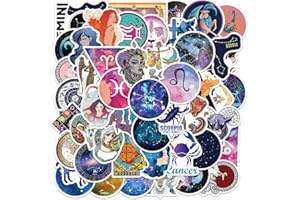 FOCRI Zodiac Constellations Stickers, Twelve Astrology Stickers Packs, Waterproof Vinyl Galaxy Northern Lights Stars Stickers, Divination Tarot Myth Magic Decals for Water Bottles, Book, Laptop