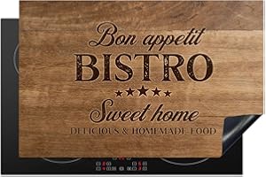 KitchenYeah© Protezione Piano Cottura Tappetino per Induzione 81x52 cm Cucina Proteggi Coprifornello Antiscivolo Hout - Buon appetito - Bistro