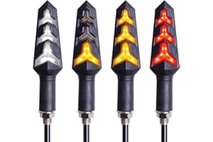 Kinstecks ​​4PCS Indicatori di moto Indicatori di direzione a scorrimento Indicatori di direzione per moto Luci di marcia diurna Luci di stop 12V per moto LED Ambra Bianco Rosso