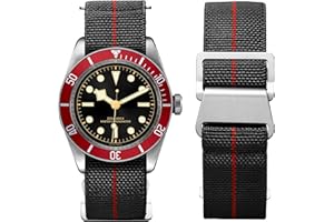 BINLUN Cinturino per Orologio in Nylon Elastico di Ricambio Militare Cinturino a Strappo Paracadute Marina Nazionale per Uomo Donna Fibbia Nero/Argento 18/20/22mm