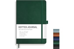 ‎RETTACY RETTACY Notizbuch A5 Dotted mit 100g/m² Papier - Gepunktet Hardcover Bullet Journal, 192 Seiten mit Rücktasche für Künstler, Berufstätige & Studenten, 14.5x21 cm Dunkelgrün