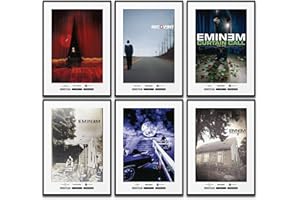 BLCKART Eminem Lot de 6 posters de décoration murale, chanson, images décoratives, pour chambre à coucher, salon, bureau à domicile, 6 formats A4, sans cadre