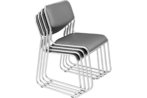 PRO-TEC pro.tec Bürostuhl 4er Set Konferenzstuhl Grau ergonomisch Schreibtischstuhl mit Kunstlederbezug stapelbar Schwingstuhl Besucherstuhl Metall