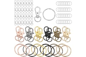 NENULL Schlüsselringe 25mm 80Stk Karabiner Schlüsselanhänger Klein Edelstahl (40 Schlüsselring + 40 Karabinerhaken klein) Schlüsselanhänger Basteln für Schlüsselanhänger Ringe Schmuck DIY Handwerk (7 Farbe)