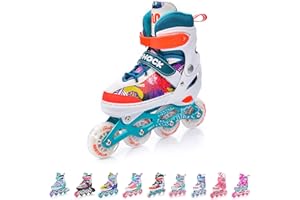 ‎METEOR Rolki dla Dzieci Łyżwy Wrotki Łyżworolki Rollerblade 4 w 1 Fitness Młodzieżowe Damskie Męskie meskie Regulowane Czarne i różne kolory dla Dorosłych Scate Koła Led Meteor