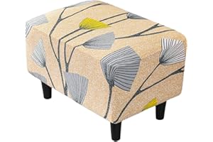 EBETA Hockerbezug Bankhussen, Elastische Hussen für Ottomane, Fußhockerbezug, Abdeckung Überzug für Hocker Ottomane Schonbezug (Löwenzahn)