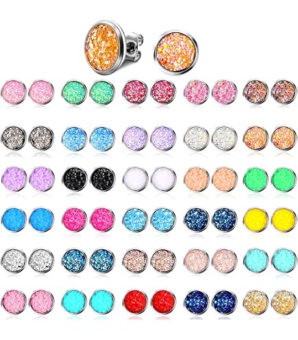 Orecchini in acciaio inossidabile color oro rosa realizzati in cemento con foglia d'oro 24 carati, gioielli in cemento, regalo per San Valentino - Italia