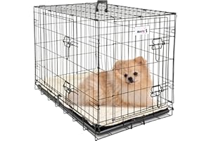MaxxPet Metal Cages de Chiens, Caisse de Transport pour Chien, Petite Cage Chien avec 2 Portes, Cage Chien Interieur, Dog Crate Voiture, Cage Pliable Chien, 61x43x48cm, Noir