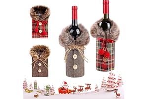 JIASHA Świąteczna pokrywka na butelkę wina, 2 szt. Świąteczna dekoracja torba na wino Świąteczne pokrowce na butelki wina, do dekoracji stołu na przyjęcie świąteczne, B, 15*8*1