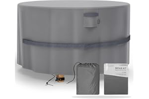 SANZARO Schutzhülle Winterfest Rund für Gartentisch - RipStop-Technologie, 600D Oxford, Reißfest & UV-Beständig, Abdeckung Wasserdicht für Outdoor Möbelsets, Ø 230x100cm