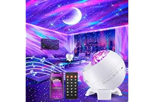 COOLNIGHT Projecteur Ciel Etoile, 15 Couleurs+5 Lune Veilleuse Enfant/Bébé/Adulte, 15 Bruit Blanc+Bluetooth Projecteur Led Chambre avec Télécommande, Idee Cadeau Fille/Garçon, Decoration Noel