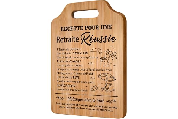 Gleevara Cadeau Retraite Femme Homme, Planche à Découper en Bambou Raffinée, Cadeau Retraite Femme Unique, Cadeaux Retraite pour Enseignants, Infirmières