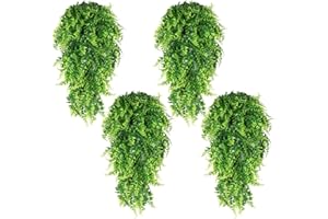 Hywean Homd 4 Piezas Plantas Colgantes Naturales con Luces de Cadena, Plantas Artificiales Colgantes Enredadera, Helechos Decoración Pared Terraza, Interior, Exterior, Boda, Jardín, Dormitorio
