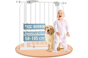IB-STYLE ib style Cancelletto per Bambini di Sicurezza Berrin 140-150 cm - Scale e Porte, Senza forature, Metallo, 90° Stop, Anche per Cani e Animali Domestici, Bianco