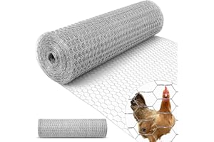 AMAGABELI GARDEN & HOME Amagabeli 1M x 25M Maschenweite 40mm Sechseckig Verzinkt Hühnerzaun Kaninchendraht Hasengitter Feinmaschig Wildzaun 6-Eck Drahtgeflecht Drahtstärke 0,9 mm Hasendraht Balkon und Kleintiere DA135