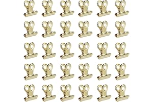 ISIYINER Pinzas para Etiquetas 30 Pack Clips de Bisagra Pinzas de Papel Metálicas para Bolsas de Alimentos Fotografías Fuente de Oficina en el Hogar 20mm (Dorado)