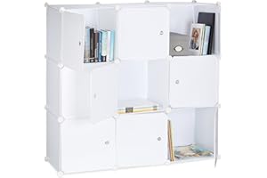 ‎RELAXDAYS Relaxdays Regalsystem mit Türen, Raumteiler Kunststoff, Standregal 9 Fächer, Badregal offen, HBT: 95 x 95 x 32 cm, weiß