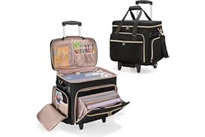 Prokva Sac à Roulettes pour Enseignants avec Chariot Amovible, Fourre-tout pour Ordinateurs Portables de 15,6", Noir