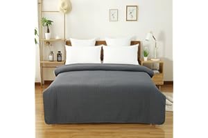 ‎LANEETAL Laneetal Tagesdecke Steppdecke Bettüberwurf Patchwork Wendedesign Kariert, Bettdecke Stepp Decke Doppelbett unterfüttert und Gesteppt, Dunkelgrau, 240x260 cm