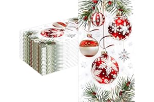 MORAINJAY 40 Stück Weihnachten Servietten, Weihnachtskugel Papierservietten für Weihnachten, Winterparty, Geburtstag, Tischdeko Feier