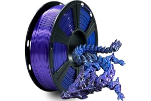 GIANTARM Filamento PLA Tricolor Seda 1,75mm(±0,02mm) para impresoras 3D, 1kg, 1 rollo envasado al vacío, PLA bicolor similar a la seda, Azul+Morado+Negro