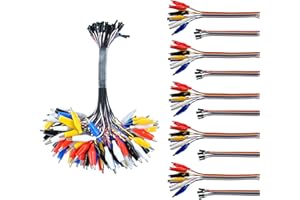 Oiyagai 10Pcs 2 en 1 Pinza de Cocodrilo a Cable Dupont de 10 Pines y 20 cm Hembra, Pinza de Cocodrilo a Cable Puente de 10 Pines y 20 cm Hembra para Pruebas en Arduino/Raspberry Pi/Orange Pi
