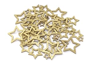 SPECIAL TOUCHES Gold Mixed Size Cut-Out Open Stars Christmas Craft Scrapbook Vintage Confetti Star - Pack of 50