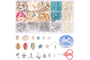 DUOJIN DIY Beads for Crafts Shell Turquoise Adjustable Bracelet Earrings Bohemian Style Ankle Chain Handmade Necklace for Beach