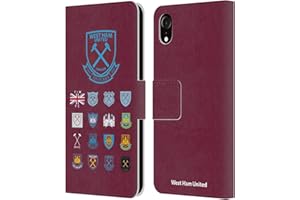 Head Case Designs Officially Licensed West Ham United FC Pattern 2 Crest History Leather Book Wallet Case Cover Compatible With Apple iPhone XR