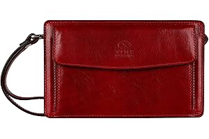 Time Resistance Leather Clutch Purse for Men - Handmade Men's Wrist Bag - Italian Leather Clutch Bag - Small Business Briefcase - Small Everyday Items Organizer - Men's Leather Handbag
