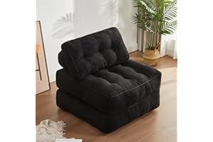 Litbird Sillón Cama Individual Plegable con Respaldo y Espuma viscoelástica, sofá de Suelo Tipo futón Convertible en colchón, Ideal para salón, Dormitorio u Oficina (Negro, 89.9 cm)