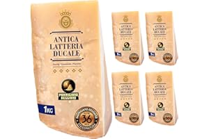 Parmigiano Reggiano Dop 36 mesi da Allevamento e Agricoltura Sostenibili - Premiata Produzione Artigianale dal 1949 - Formaggio Naturalmente Privo di Lattosio ANTICA LATTERIA DUCALE (1kg - 5pz)