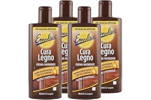4x Emulsio Cura Legno Crema Nutriente con Olio d'Argan Protegge i Mobili in Legno - 4 Flaconi da 250ml ognuno