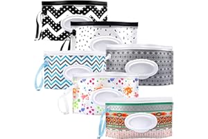 6pcs Portable Wet Wipes Pouch Dispenser, JOENCOST Reusable Baby Wipe Dispenser Pouch Container, Eco Friendly Travel Wet Wipes Holder with Sealed Zipper (Multicoloured)