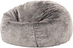 Icon Kenai Piel Sintética de Lujo Puff, Gris Claro, 85cm x 50cm, Recogido a Mano Sintética de Lujo Puff para Adultos, Puff Silla para Salones y Dormitorios con Relleno Incluido