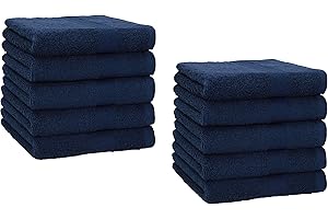 Betz Lot de 10 Serviettes débarbouillettes lavettes Taille 30x30 cm en 100% Coton Premium Couleur Bleu foncé