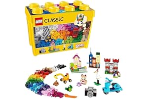 LEGO 10698 Classic La Boîte de Briques Créatives Deluxe, Jouet Créatif et Rangement, Fenêtres et Roues, Plaques de Route, Cadeau Enfants 4 Ans et Plus