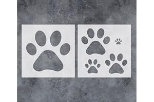 G GSS DESIGNS GSS Designs 2 Stück HundepfotenSchablonen Pfotenabdruck Wandschablonen 30,5 x 30,5 cm verschiedene Größen Pfotenabdrücke wiederverwendbare Schablonen für DIY Handwerk Malerei Heimdekoration Baby