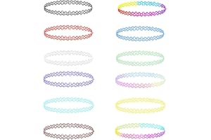 Amaoma 12 Pezzi Tattoo Choker Elastico,Tatuaggio Collana Colorata Elastico Girocollo Collana Arcobaleno Harajuku Choker Collana in Gomma Stretch Gotico
