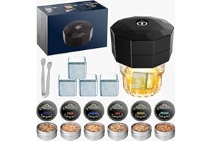 DkevEu Kit de Ahumador de Whisky Eléctrico Recargable de 6 Sabores con Tapa Magnética, Kit de Cóctel para Bebidas y Bourbon, Regalos para Hombres y Amantes del Whisky