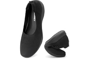 TIAROOTT Damen Ballerina Flache Schuhe Runde Zehe Strick Kleid Schuhe Komfort Mesh Niedriger Keil Slip On Ballerina Walking Flats Schuhe für Frauen Bequem Weich