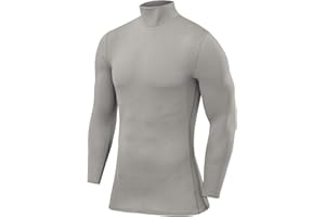 PowerLayer Men's and Boys' Compression Base Layer Top Long Sleeve Under Shirt - Mock Neck