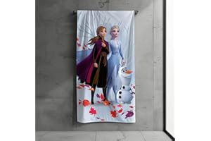 MTOnlinehandel Badetuch, Kinder, 70x140cm, 100% Baumwolle, weiches, saugfähiges Eiskönigin Handtuch, Strandtuch, Anna, ELSA Geschenke für Mädchen